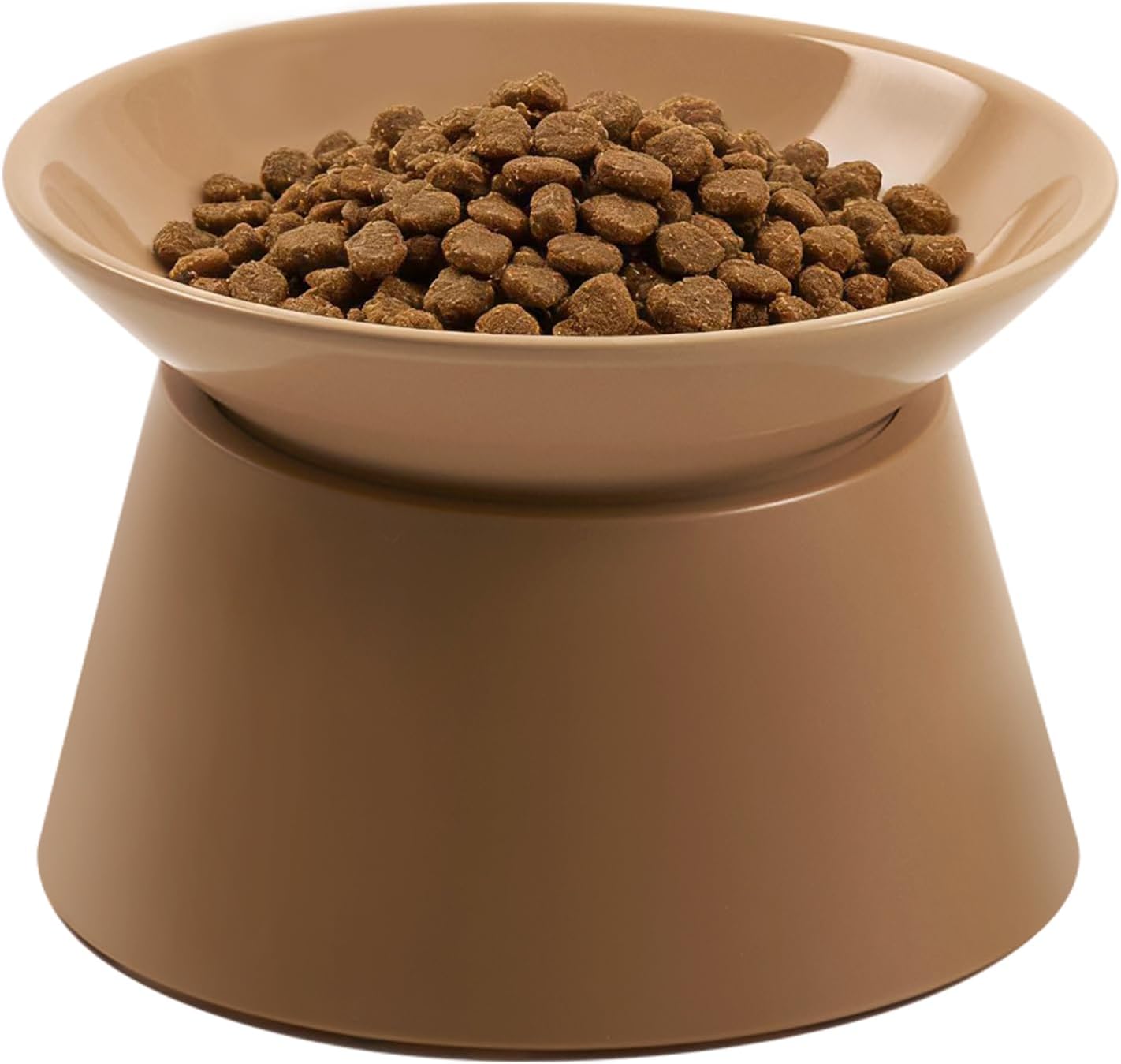 Cat Food Bowls Elevated - Ceramic Cat Water Bowls Whisker Friendly with Stand Tilted Non Slip Flat Detachable Anti Vomiting for Indoor Cats