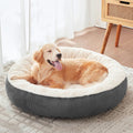 36 inches Donut Dog Bed for Large Dogs - Calming Round Pet Bed with Removable&Washable Cover, Plush Faux Fur & Corduroy, Fits Pets
